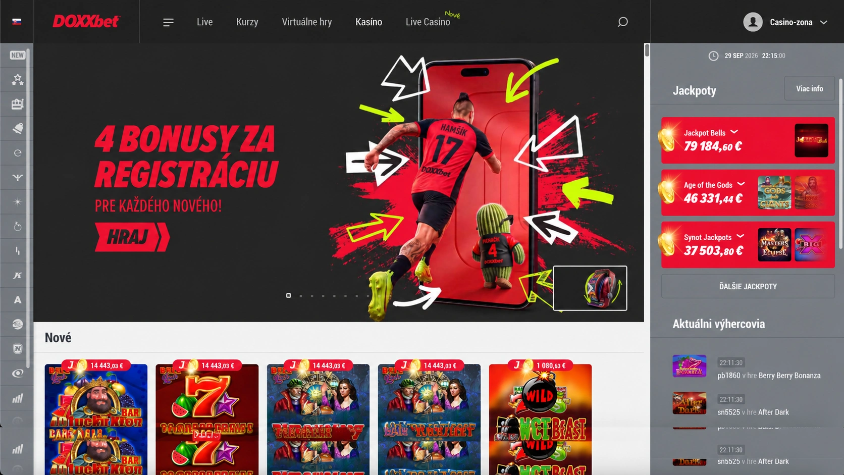 Ukážka z kasína Doxxbet 2026