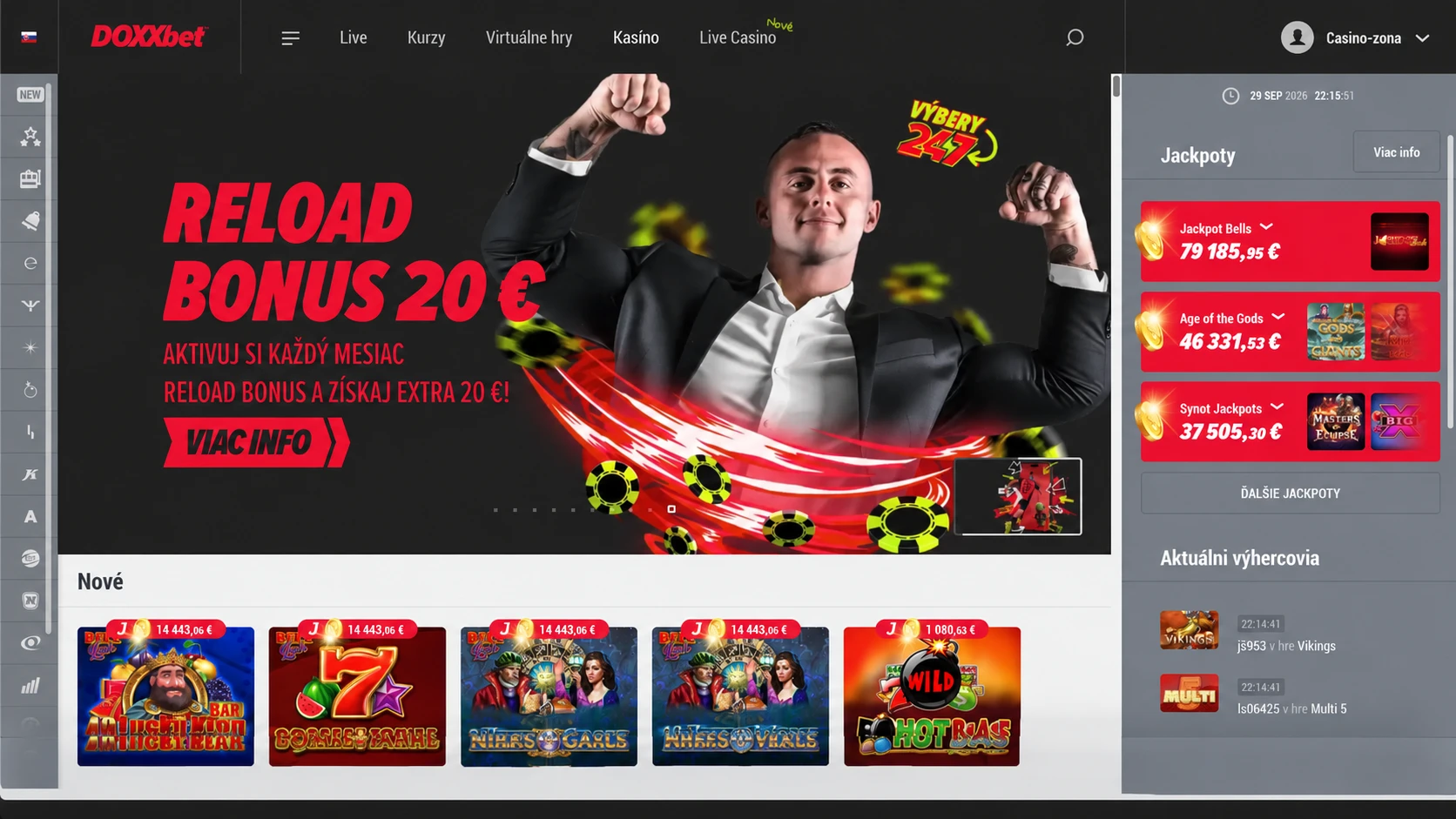 Ukážka z kasína Doxxbet 2026