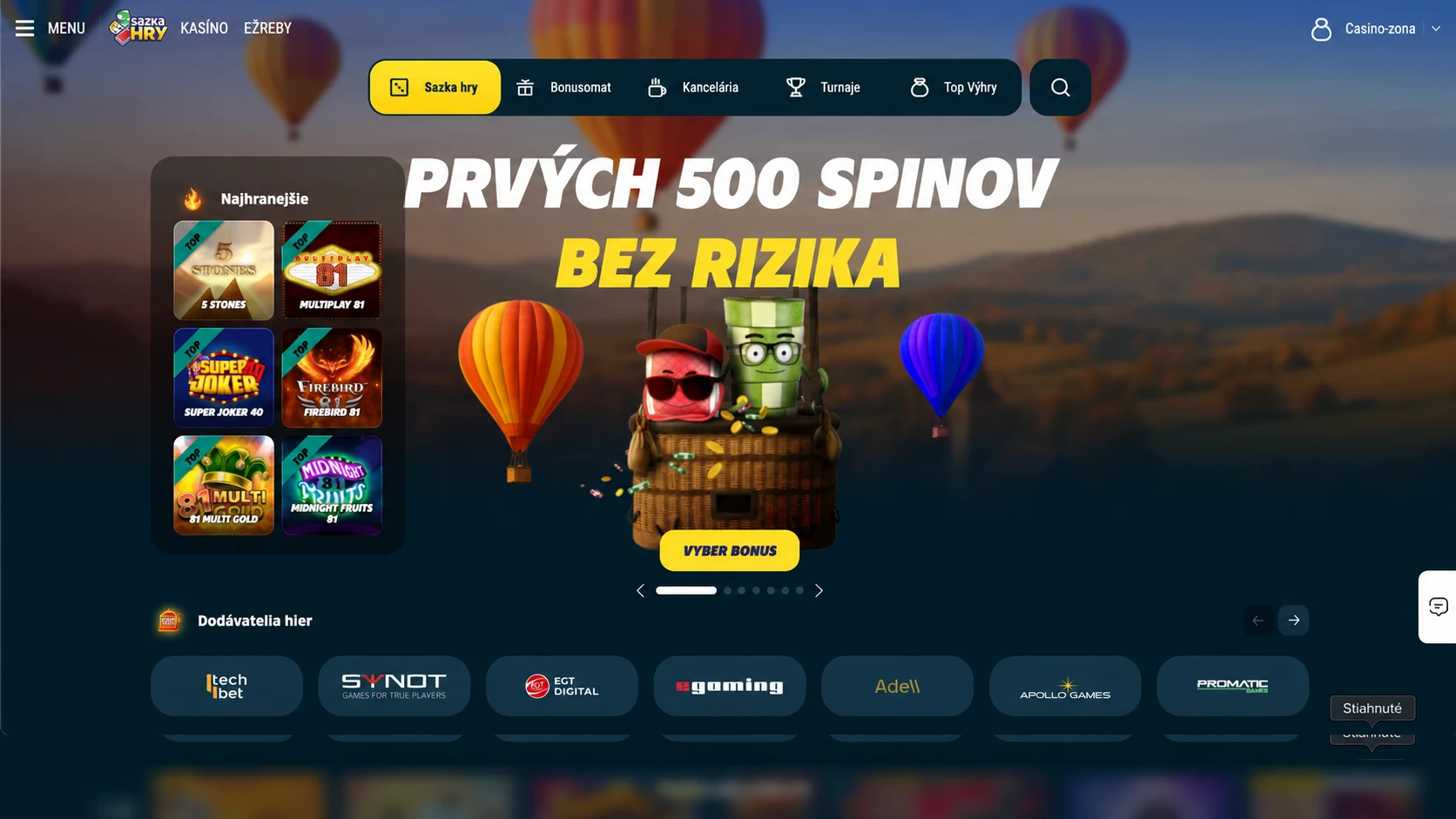 Ukážka z kasína Sazka Hry 2026