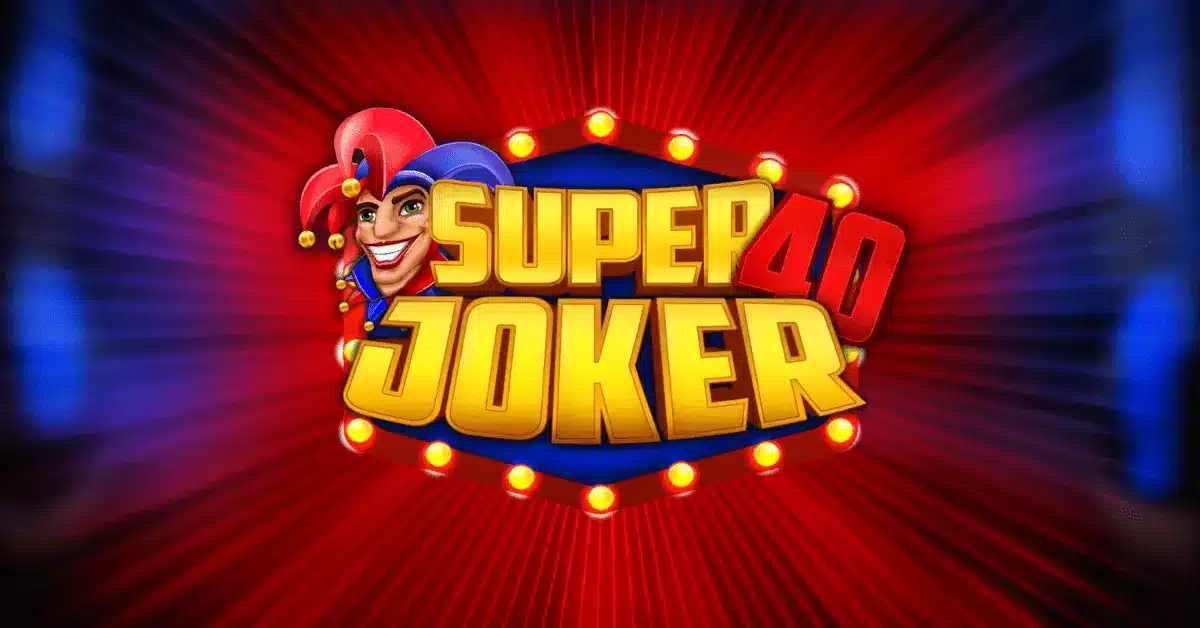 Logo automatu Super Joker 40 so žolíkom a žiarovkovým rámom