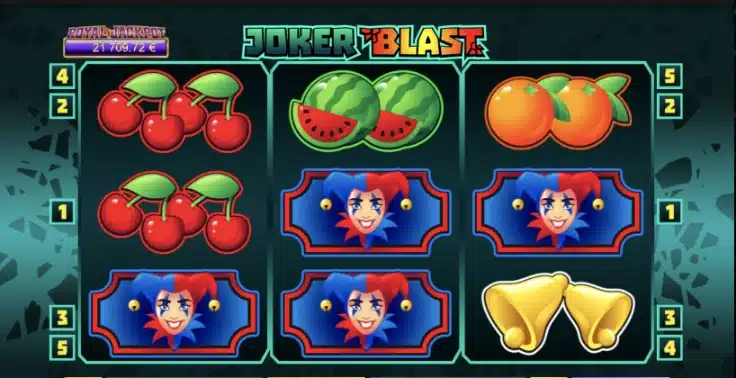 Valce Joker Blast s čerešňami, melónmi a symbolmi žolíka