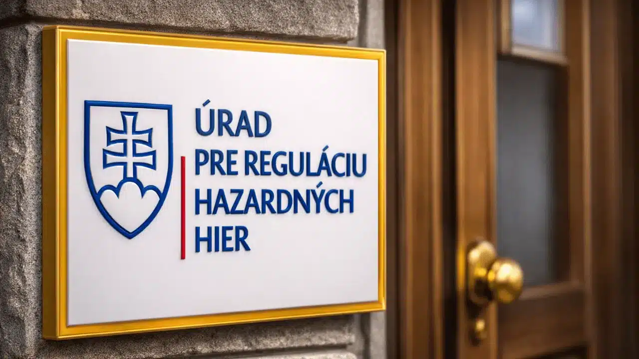 Tabuľa Úradu pre reguláciu hazardných hier na budove úradu